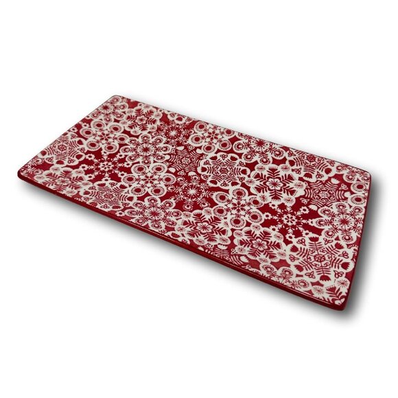 Hallmark Snowflake Red Tray Platter Christmas Holiday Serving Dish Trinket Candy - Picture 2 of 3
